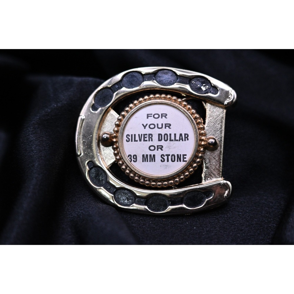 Western Horseshoe Belt Buckle Silver Dollar Holder 39mm Coin Insert